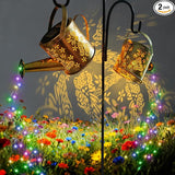 DDQ Solar Watering Can Lights, Warm White/Color LED with Shepherd Hook, IP65 Waterproof Metal Garden Decor, Auto | Lumora
