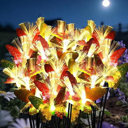 Solar Butterfly Lights 10 Heads 3 Pack - Outdoor Waterproof, No Wiring Needed,Garden Yard Patio Pathway Decoration, Warm White, Swaying in Wind, Romantic Atmosphere Lights (3, Butterfly)