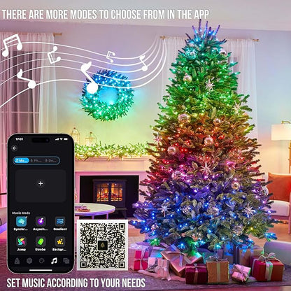 kemooie 164 FT 500 LED Christmas Lights Outdoor, RGB Color Changing Lights with Remote & APP Control, 9 Modes Plug in Green Wire Fairy Lights for Indoor Outdoor Room Garden Christmas Tree Party Decor