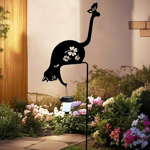 Cat Solar Lights Outdoor Garden Decoration, Solar Cat Garden Statue, Outdoor Metal Decorative Garden Stakes for | Lumora