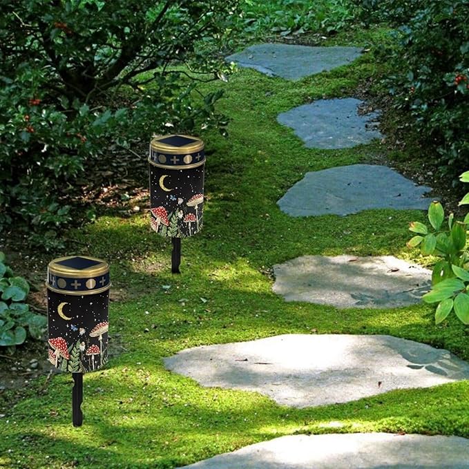 Mushroom Nights Solar Stake Lights Multipurpose Solar Pathway Lights Cemetery Decorations for Grave Outdoor Lights Landscape Decoration Sympathy Remembrance Memorial Gift