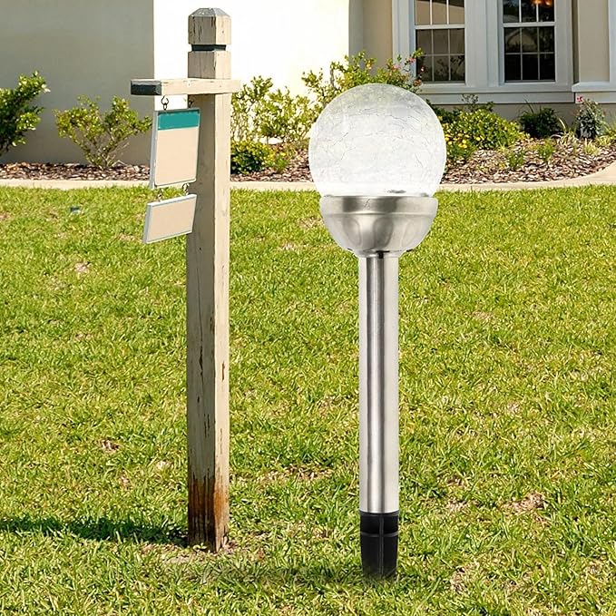 Solar Crack Ball Light LED Garden Globe Solar Lights Outdoor Waterproof Landscape Path Lighting for Patio Lawn Yard | Lumora