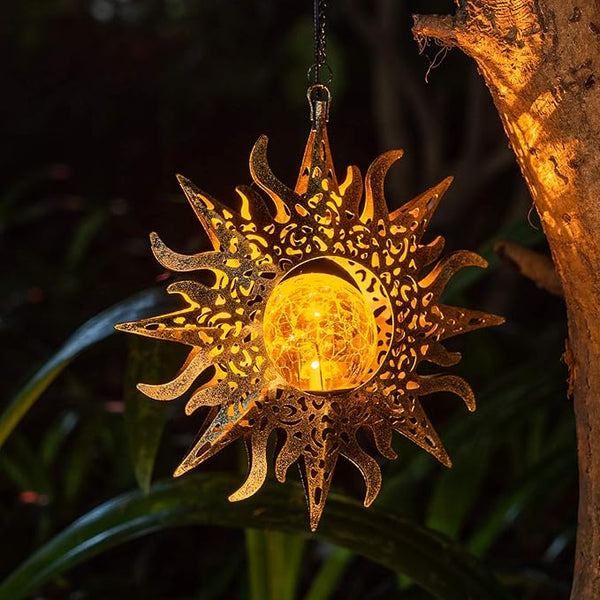 Solar Lights Outdoor Garden Decor Hanging Lanterns Decoration Metal Sunflower Gifts Waterproof for Yard Clearance | Lumora