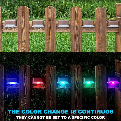 DenicMic Solar Deck Lights Outdoor 16 Pack Step Solar Lights Waterproof for Patio Fence Step Yard Stair RGB Color Changing LED Outside Deck Lighting
