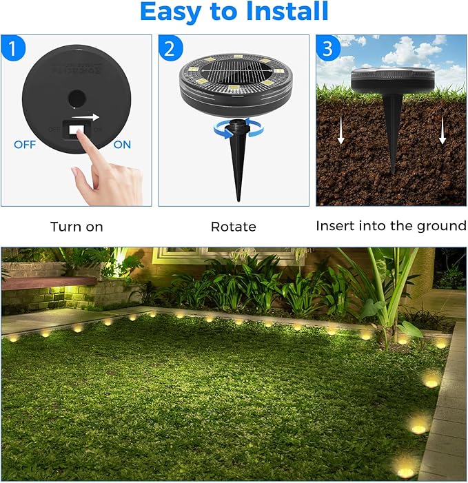 Peasur Mini Solar Ground Lights, 6 Pack Flat Solar Disc Lights Outdoor Waterproof, 2.3 Inch Small Solar Garden | Lumora