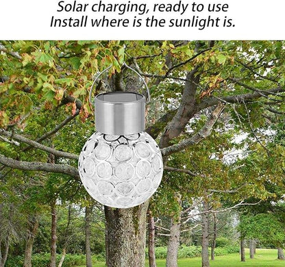 Estink Hanging Decorative Solar Light Solar Ball Garden Hang Outdoor Landscape Color Change LED Lamp Walkway Light White for Garden Yard Fence Christmas Decoration(Pure White)
