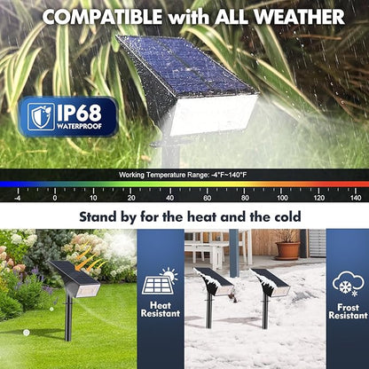 Caledonia Solar Landscape Spotlights Outdoor, Outside 56 LEDs Spot Lights IP68 Waterproof with 6 Brightness & 2 Color Modes, Auto On/Off for Tree, Yard, Pathway, Garden (Cool/Warm White)