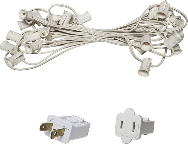 C7/E12 Light Stringer, E12 Sockets, 12” Socket Spacing, Outdoor String Light Patio Stringer Christmas Lights | Lumora