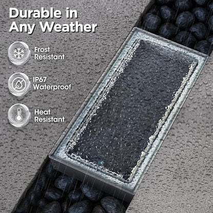 Solar Paver Color Changing Lights, 8x4 Solar Pavers Light Outdoor, Recessed Brick Pathway Lights, IP67 Waterproof Landscape Lighting for Ground,Walkway, Garden, Pool, Patio, Driveway,2 Pack (RGBW)