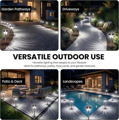 Energizer Outdoor Ground Lights - Pack 15 Lumen LED Lawn Lights, Solar Powered with Patterned Glass & Metal Finish, Easy to Install Waterproof Front Yard Lights for Decoration - Stainless Steel
