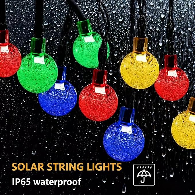 Solar String Lights Outdoor Waterproof IP65 9.3 Feet 20 LED 8 Modes Crystal Globe Fairy Light for Garden Parterre | Lumora