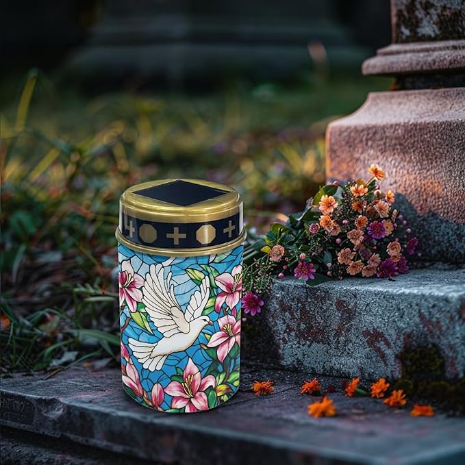 Cemetery Decorations for Grave Dove Lily Cemetery Solar Lights for Grave Auto On/Off LED Solar Light for Landscape Outdoor Memorial Gifts 2 Pack