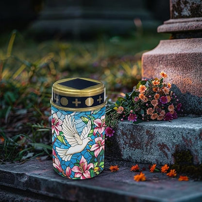 Cemetery Decorations for Grave Dove Lily Cemetery Solar Lights for Grave Auto On/Off LED Solar Light for Landscape Outdoor Memorial Gifts 2 Pack