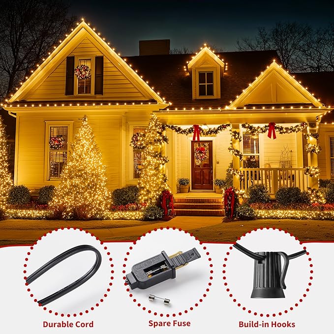Brightown 50 Feet C9 Bulb String Lights Outdoor Warm White Clear Christmas Lights Black Wire for Outdoor Patio Room | Lumora