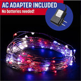 Red, White, & Blue USA Fairy String Lights (2 Pack) - 66ft / 20 m- Patriotic LED Outdoor Indoor Decorations for | Lumora
