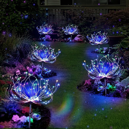 Anordsem Solar Lights Outdoor Waterproof: 4 Pack Garden Light - Bendable Copper Wire with 120 LED Firework Beads - DIY Colorful Fun Decoration for Yard Patio - Twinkle Sparkler Gifts for Women Wife