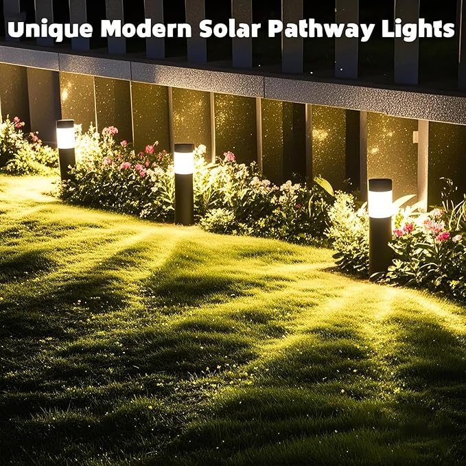 Sublume Solar Pathway Lights Outdoor, 4 Pack Large Stainless Steel Solar Garden Lights, 3000K Brighter Outdoor Solar LED Lights for Yard, Path, Walkway, Driveway, Sidewalk, Landscape Lighting