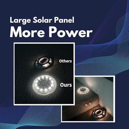 Solar Dock Lights, Bright Disc LED Outdoor Waterproof, Anti-Slip & Anti-Trip Flat Low Profile for Marine, Deck, Ground, Pool, Pier, Pathway, Step (Warm White, 12Pack)