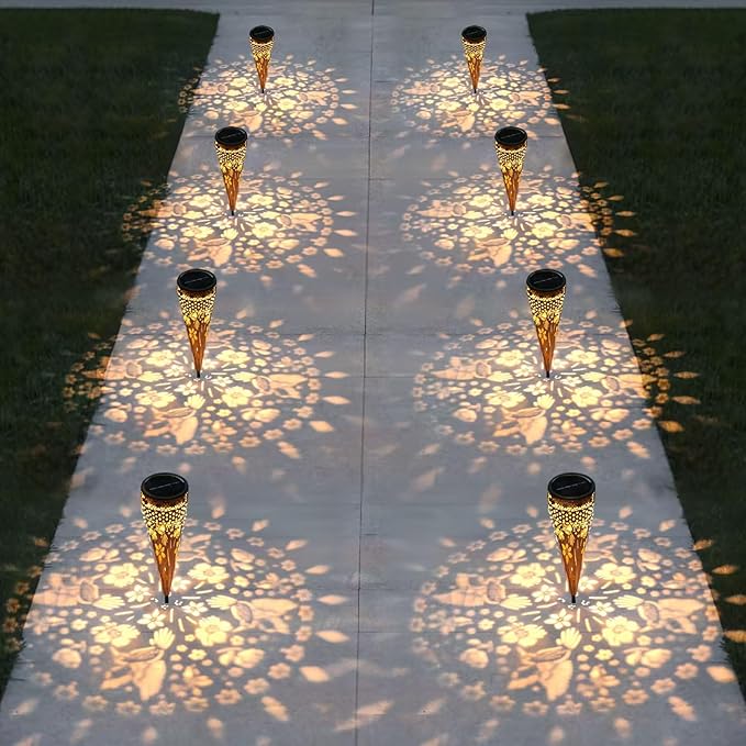 Hummingbird 4 Pack Solar Pathway Lights Metal Yard Garden Light Street Outdoor Landscape Lights Solar Powered Patio Walkway Path Sidewalk Outside Waterproof Lawn Decor Gift Mother Grandmom
