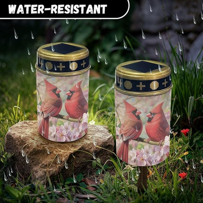 Cardinal Bird Solar Lights for Outside Garden Peach Blossom Flameless Solar Powered Light Garden, Lawn,Patio,Yard Decoration