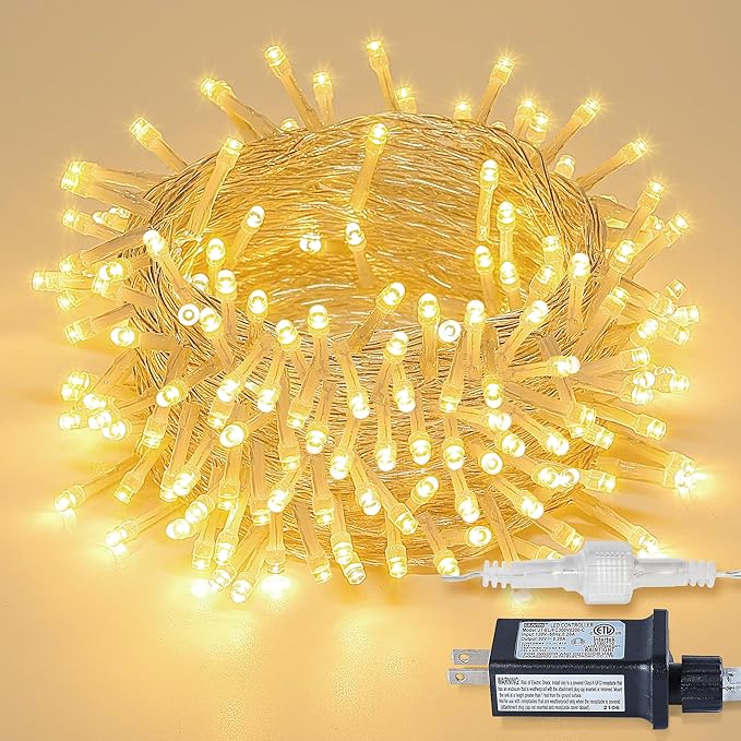 String Lights Indoor Bedroom, 100 LED 33FT Fairy String Lights Outdoor Waterproof, 8 Modes Connectable Twinkle Christmas Light Plug in for Classroom Dorm Patio Tree Garden Decor(Warm White)