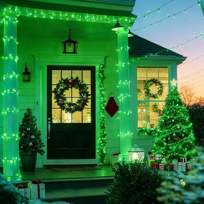 LAMPHOME St. Patrick's Day Lights Outdoor Waterproof, 25FT 50LED Green String Lights Plug in, Christmas Lights for St. Patrick's Day Party Carnival Supplies, Outdoor Yard Garden Decor