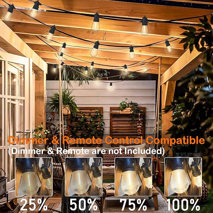 S14 Patio String Lights, 100FT Outdoor Patio String Light with 35 Clear LED Bulbs (2 Spare), UL Certified | Lumora