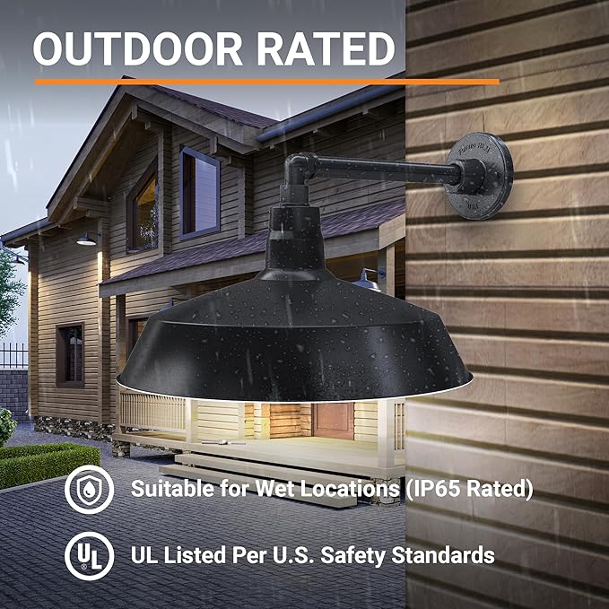 17in. Satin Black Outdoor Gooseneck Barn Light Fixture With 13in. Long Extension Arm - Wall Sconce Farmhouse | Lumora
