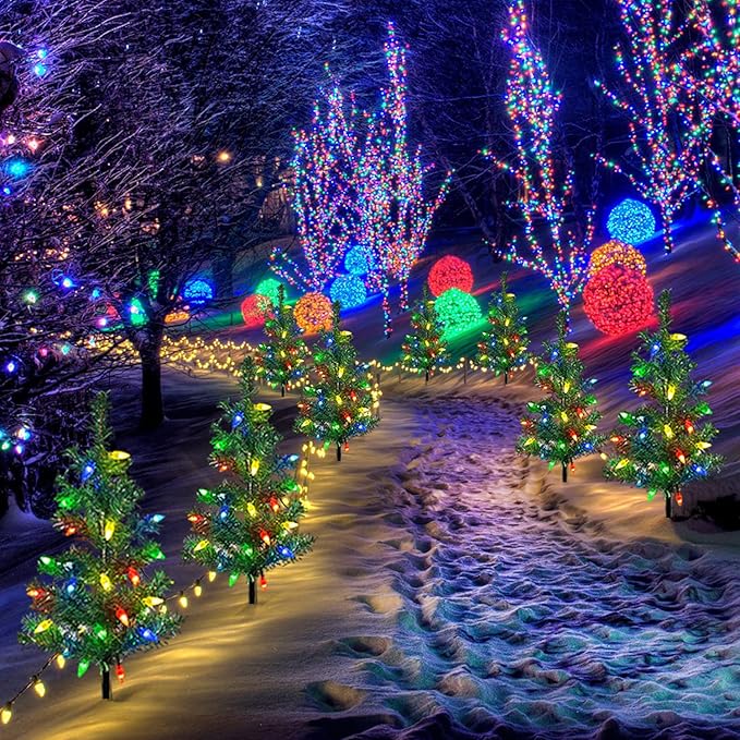 Upgraded 4-Pack Solar Christmas Garden Stake Lights, Decorative Xmas Tree Solar Christmas Yard Stake Outdoor | Lumora