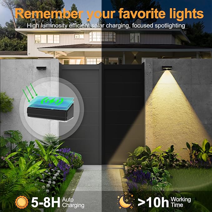 Solar Fence Lights,Fence Lights Solar Powered Waterproof IP65 Multicolor Led 12 Fixed Colors ＆RGB Color Changing for Pool, Deck, Patio, Porch, Stairs, Holiday-8pack
