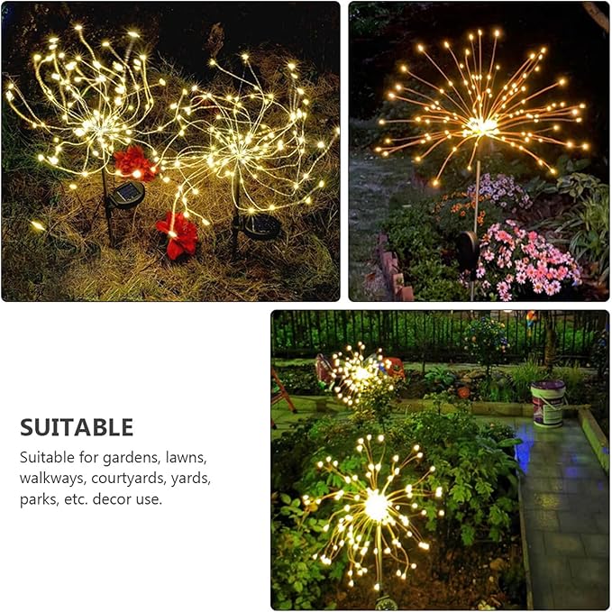 Beaupretty Solar Powered LED Landscape Path Lamp with 150 Warm White LEDs Lawn Ground Plug Lamp for Outdoor Garden Patio Yard Decor