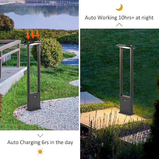 Solar Pathway Lights Outdoor, Dusk to Dawn, Motion Sensor, 2.8W, IP65 Waterproof, Rustproof Aluminum, Energy-Saving Rechargeable Batteries, Landscape Lighting for Yard Garden Driveway