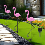 Solar Flamingo Lights 3 Pcs Set, Waterproof Solar Garden Lights Outdoor Decoration, Pink Flamingo Garden Decoration | Lumora