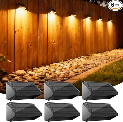 Solar Fence Lights Outdoor, 6 Pack Ultra-Bright 100 Lumens Fence Lights Solar Powered, IP65 Waterproof, 9 Color Modes, 12+ Hours Lighting Decor for Backyard/Patio/Deck/Wall/Pool