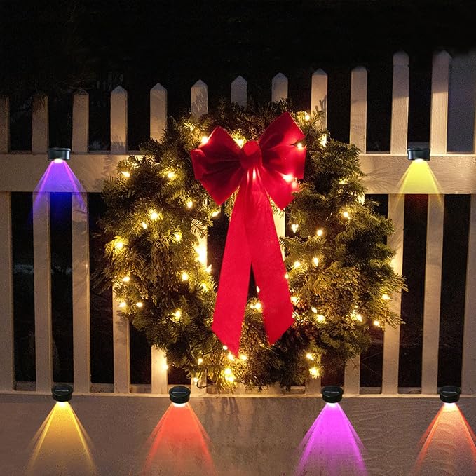 K.E.J. Solar Pool Side Lights Color Changing Solar Deck Lights Outdoor LED Step Light Waterproof Pool Accessories Decor for Stairs Fence Yard Driveway Pathway Yard Backyard Garden (8Pcs)