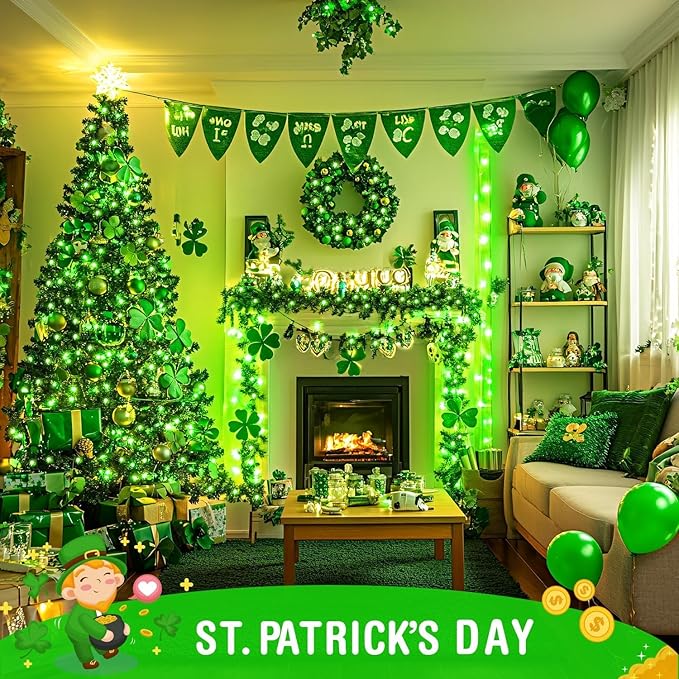 JMEXSUSS Green Christmas String Lights Indoor Outdoor Clear Wire, 200 LED Green Lights for St Patrick's Day Spring | Lumora