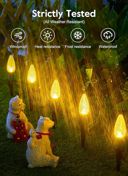 Brightown Strawberry C9 Christmas Pathway String Lights, 25.7 Feet C9 Walkway Lights with 20 Clear Bulbs and Stakes, Connectable Christmas Lights Outdoor Decoration for Outside Lawn, Warm White