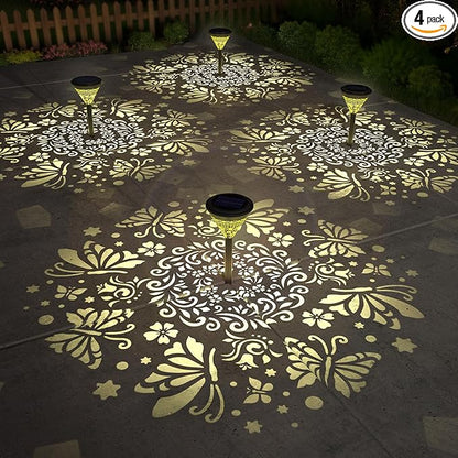 twinkya 4 Pack Solar Lights Outdoor Waterproof Decorative Solar Garden Lights for Outside Bright Led Metal Solar Powered Pathway Landscape Light for Yard Path Backyard Walkway Sidewalk Patio Decor
