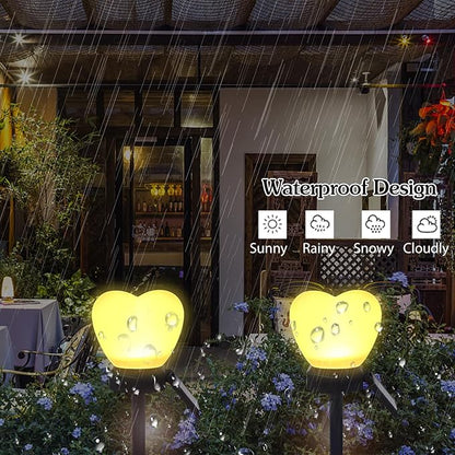 Valentines Day White Heart Solar Lights Outdoor, 2Pcs Waterproof Valentines Day Solar Garden Light LED Heart Lights Wedding Decorations for Yard Walkway Outside (White)