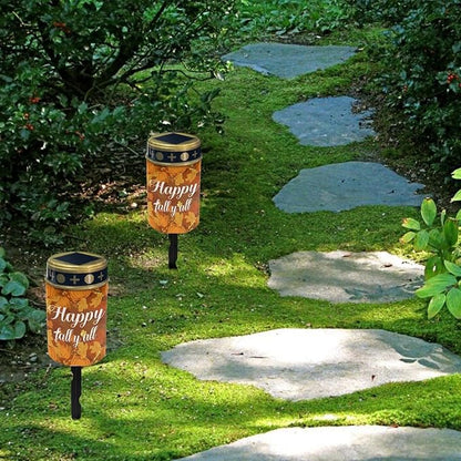 Happy Fall Yard Solar Walkway Lights for Outdoor Pathway Lights Solar Powered Lantern Solar Stake Lights Waterproof Halloween Lights Solar Garden Lights Decor for Yard Patio