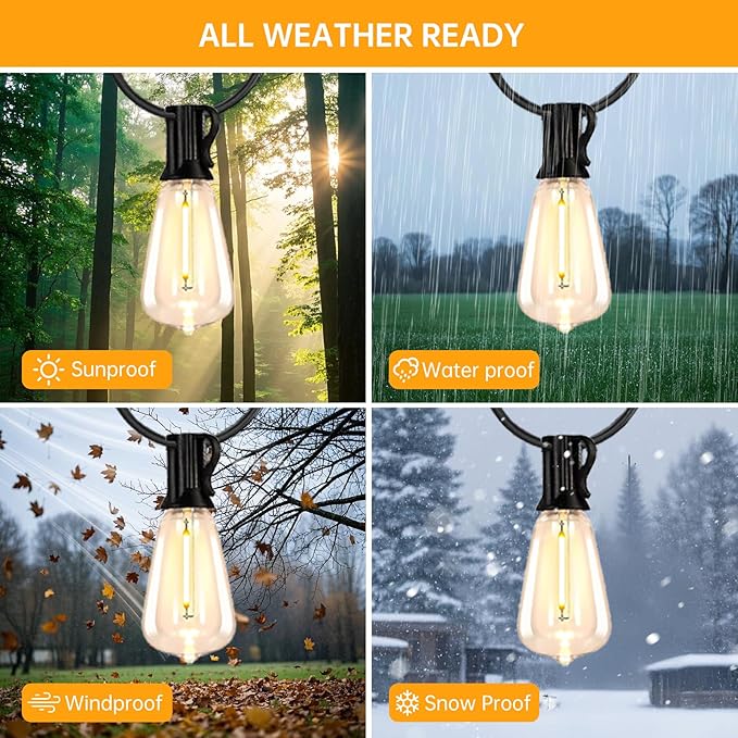 LED Camping Lantern Waterproof, Portable Flashlight for Camping and 100FT Solar String Lights Outdoor Waterproof
