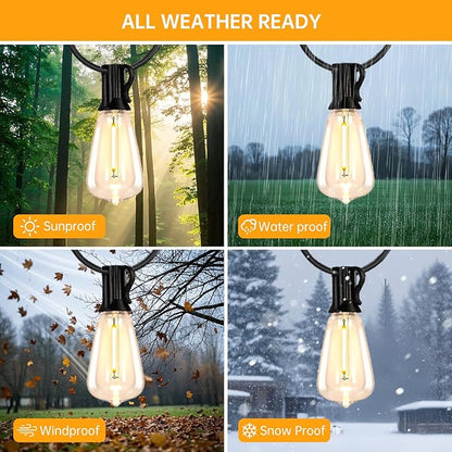 LED Camping Lantern Waterproof, Portable Flashlight for Camping and 100FT Solar String Lights Outdoor Waterproof