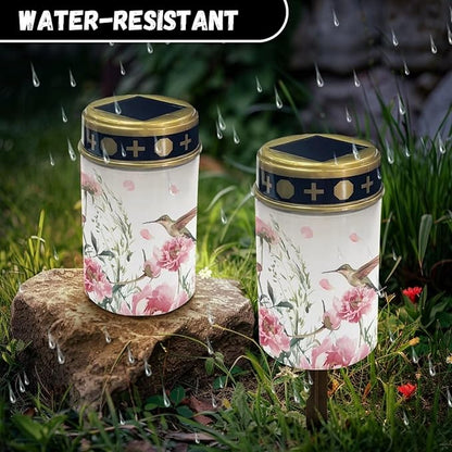 Hummingbird Cemetery Lights for Grave Solar Waterproof Led Solar Lights for Outside Solar Cross Cemetery Grave Cemetery Candle Holder for Grave Cemetery Light Blessed Candles