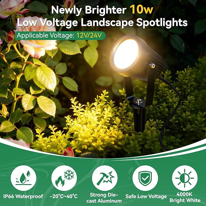 Low Voltage Landscape Spotlight, 12V LED Outdoor Spot Lights, Landscape Lighting Wired for Yard Path Garden Tree | Lumora