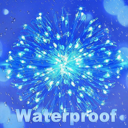 Lomotech Solar String Lights Outdoor - 2 Pack Total 66ft 200LED Solar Fairy Lights Waterproof 8 Modes Twinkle Lights for Outdoor, Patio, Garden, Yard, Party, Wedding, Tree Decoration (Blue)
