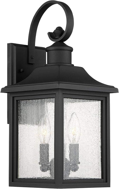 John Timberland Moray Bay Industrial Outdoor Wall Light Fixture Black Steel 17 3/4" Clear Seedy Glass Lantern for Exterior House Porch Patio Outside Deck Garage Yard Front Door Garden Home