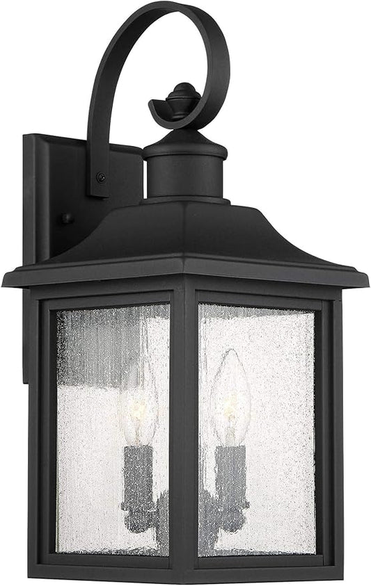John Timberland Moray Bay Industrial Outdoor Wall Light Fixture Black Steel 17 3/4" Clear Seedy Glass Lantern for Exterior House Porch Patio Outside Deck Garage Yard Front Door Garden Home