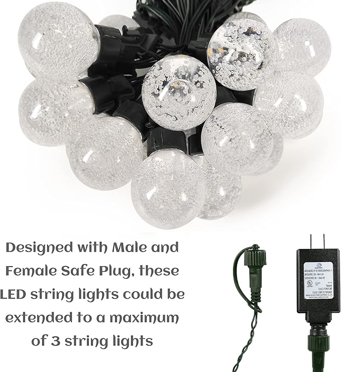 AWQ 35 FT Globe String Lights Outdoor Commercial Grade Light with 20 G50 Shatterproof LED Bulbs Waterproof | Lumora