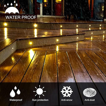 LED Deck Light Kits Warm White, Φ1.22 Recessed Step Light 12 Pack with Black Protective Shell, DC12V Low Voltage LED Deck Lighting, IP67 Waterproof Outdoor Stair Lights for Garden