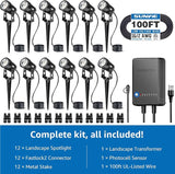 SUNVIE All-in-One LED Low Voltage Landscape Lighting Kit, 12-Pack Landscape Lights - Outdoor Security Flood Light | Lumora